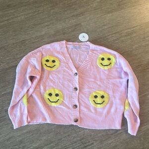 Pink Sweater with smiley faces NWT